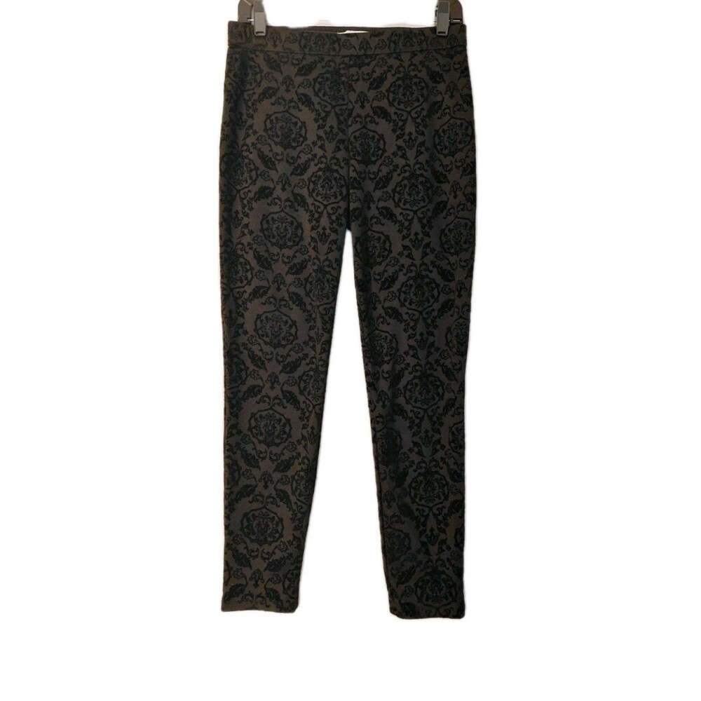 Fever Size M Black Velvet Design Pull-On Pants